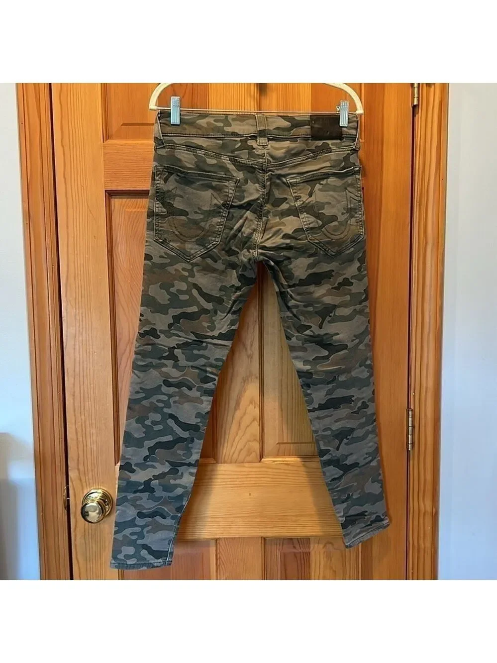 True Religion Men's Army Green Camo Finn Slim Tapered Adjustable Waist Jeans 29